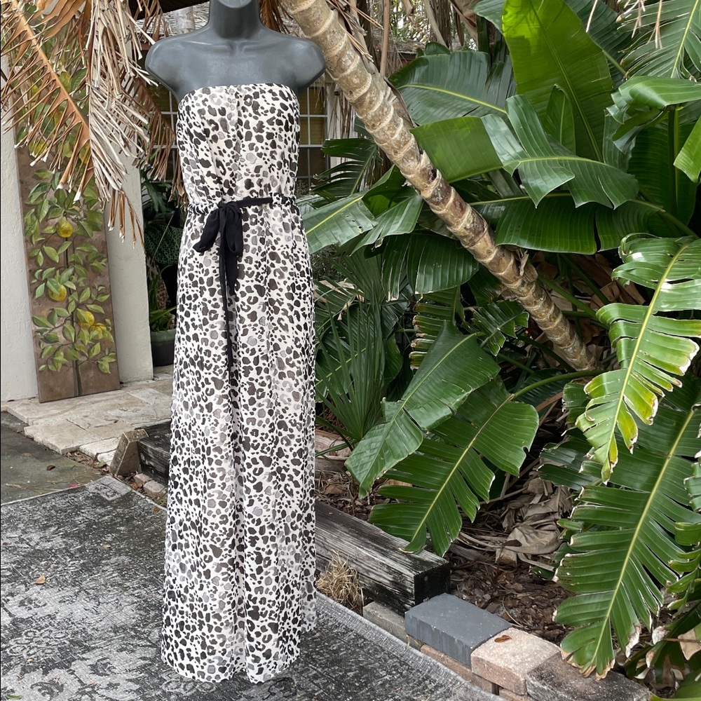 strapless animal print Lane Bryant maxi dress